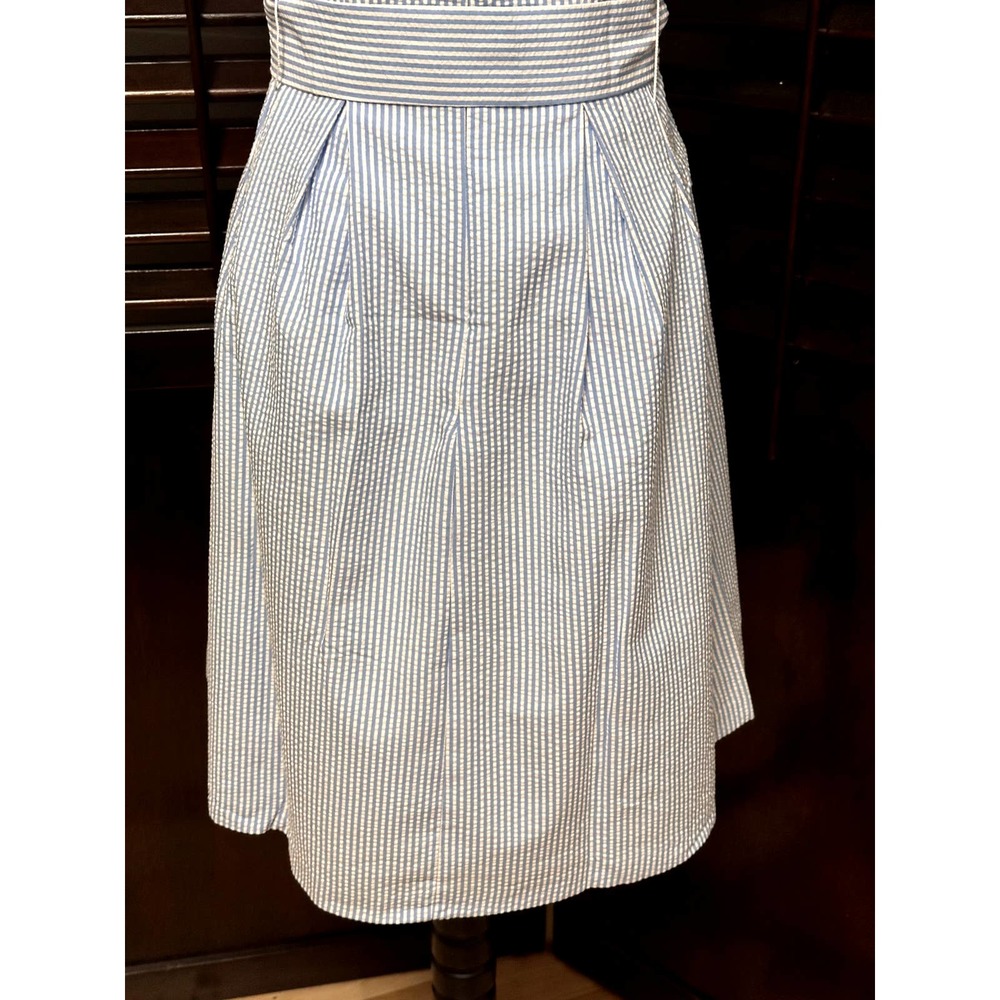 Anne Klein Blue/White Seersucker Sleeveless Fit & Flair Dress 2 NWT - Picture 7 of 10